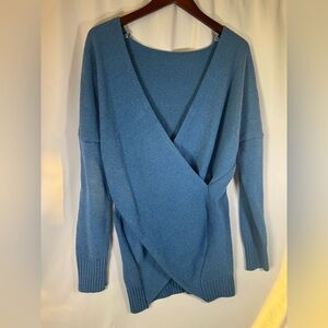 Blue Wrap-Front Knit Sweater – Women’s Size Small